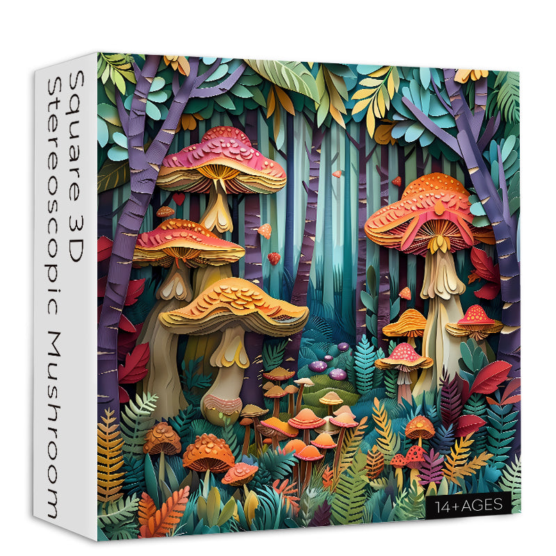 Square 3D Stereoscopic Mushroom Jigsaw Puzzles 1000 Pieces