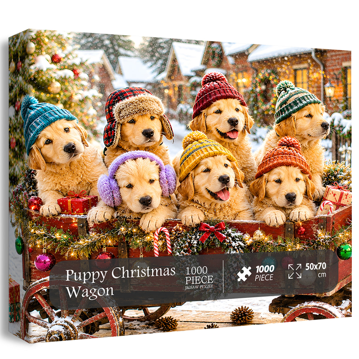 Puppy Christmas Wagon Jigsaw Puzzle 1000 Pieces