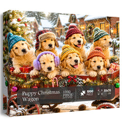 Puppy Christmas Wagon Jigsaw Puzzle 1000 Pieces