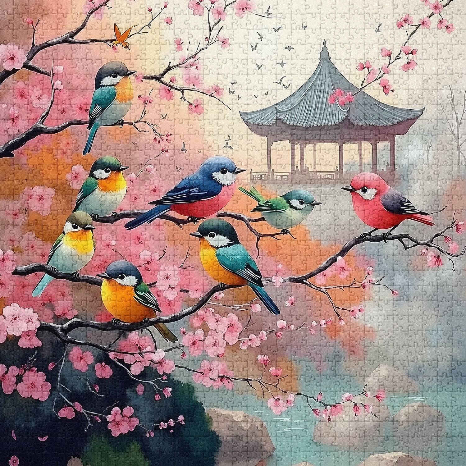 Kirschblütenvögel Puzzle 1000 Teile