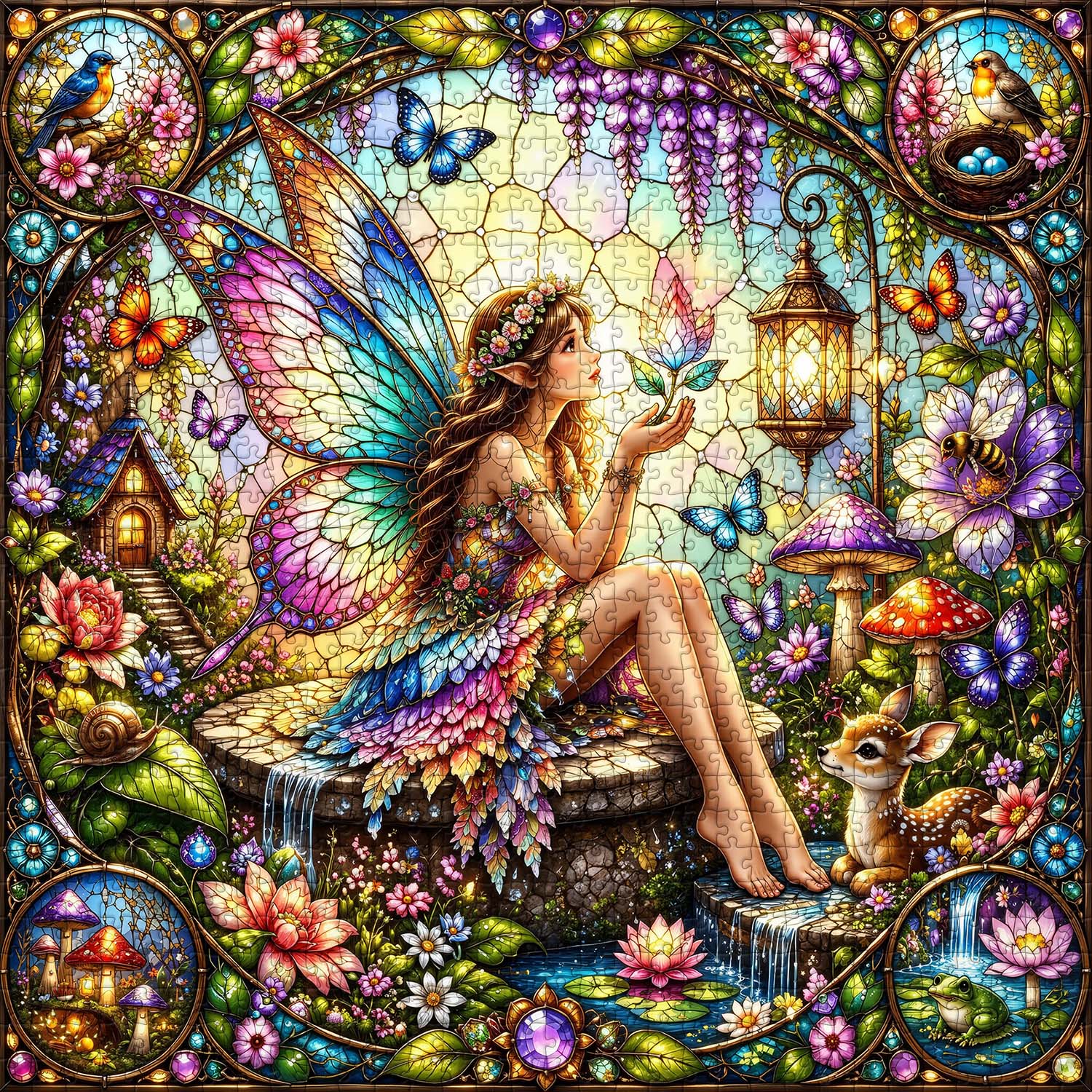 Stained Glass Fairy Jigsaw Puzzle 1000 Pieces