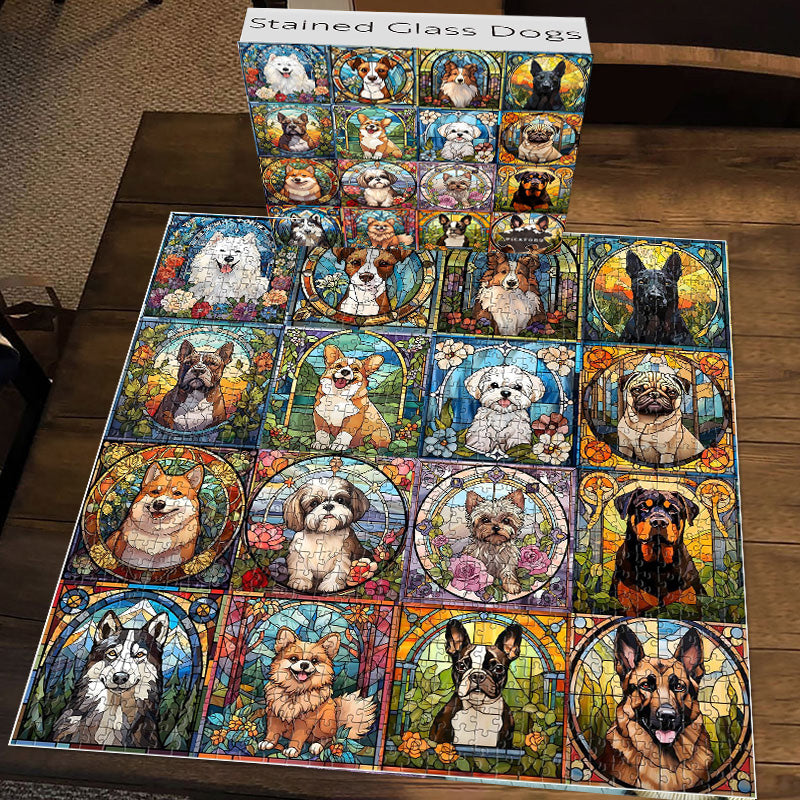 Stained Glass Dog Jigsaw Puzzle 1000 Pieces