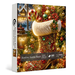 Festive Santa Boot Jigsaw Puzzle 1000 Pieces