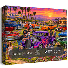 Sunset Car Meet Jigsaw Puzzle 1000 Pieces