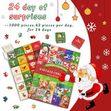 Pickforu® Vintage Christmas Advent Calendar Jigsaw Puzzle 1000 Pieces