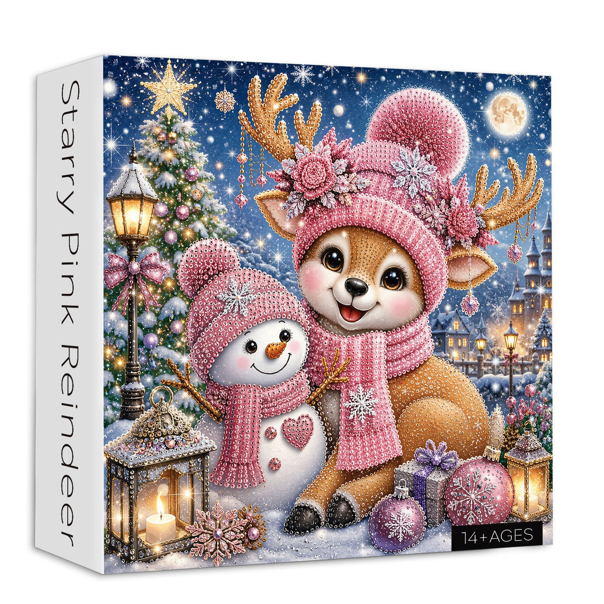Starry Pink Reindeer Jigsaw Puzzle 1000 Pieces