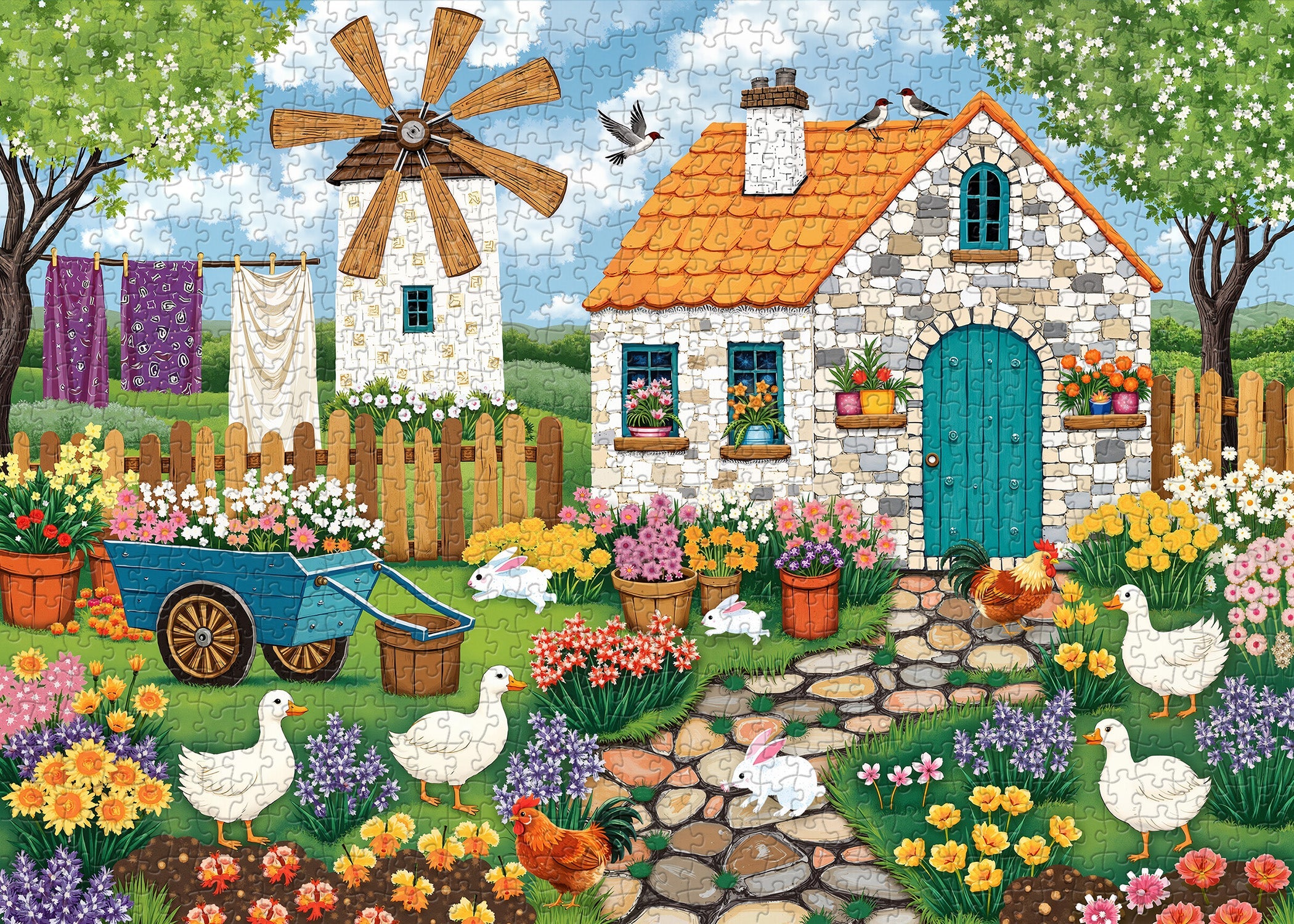 Windmill Pet Courtyard Puzzle 1000 Teile