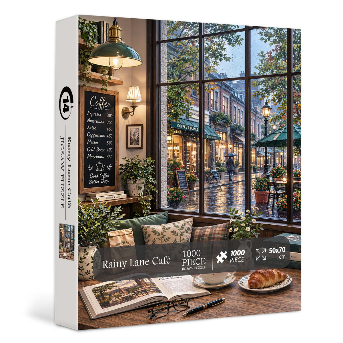 Rainy Lane Café Jigsaw Puzzle 1000 Pieces