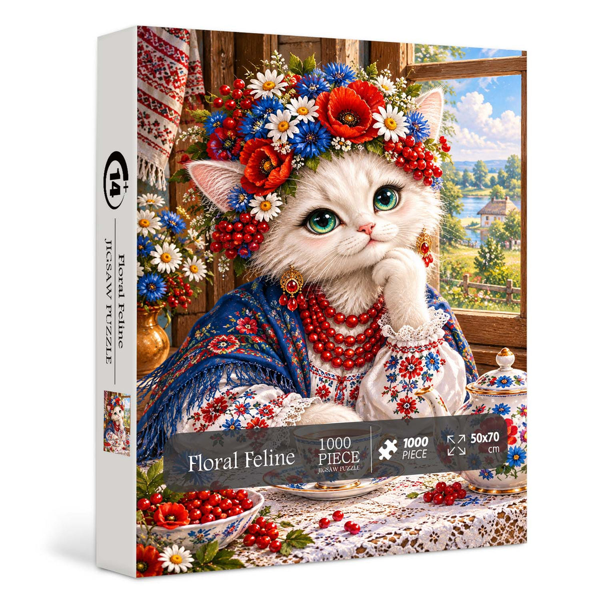 Floral Feline Jigsaw Puzzle 1000 Pieces