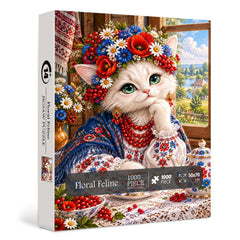 Floral Feline Jigsaw Puzzle 1000 Pieces