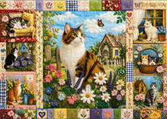 Quilted Cat Garden Jigsaw Puzzle 1000 Pieces