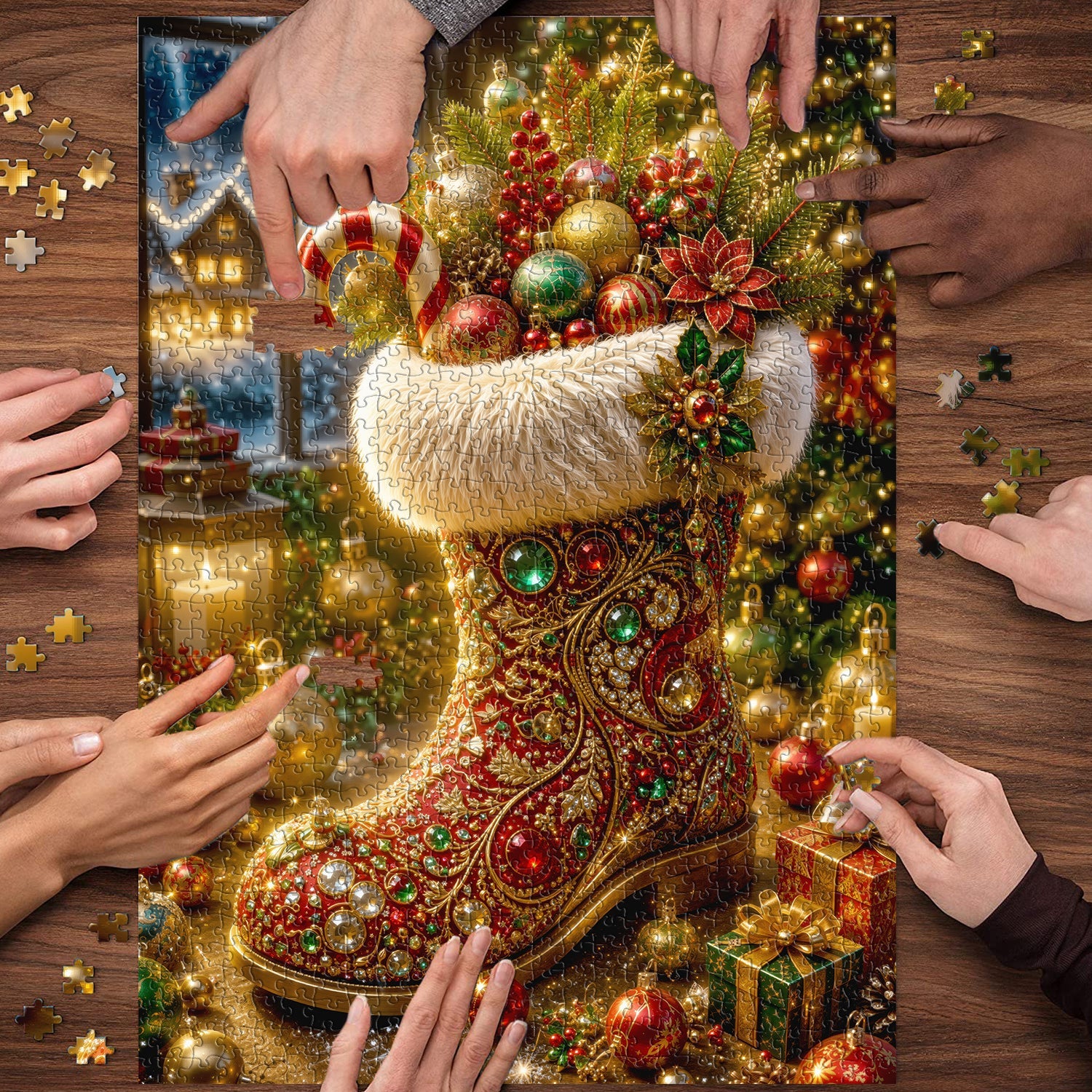Festive Santa Boot Jigsaw Puzzle 1000 Pieces