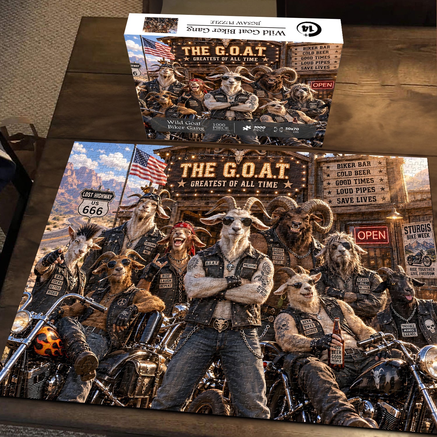Puzzle Gang de Motards de Chèvre Sauvage 1000 Pièces