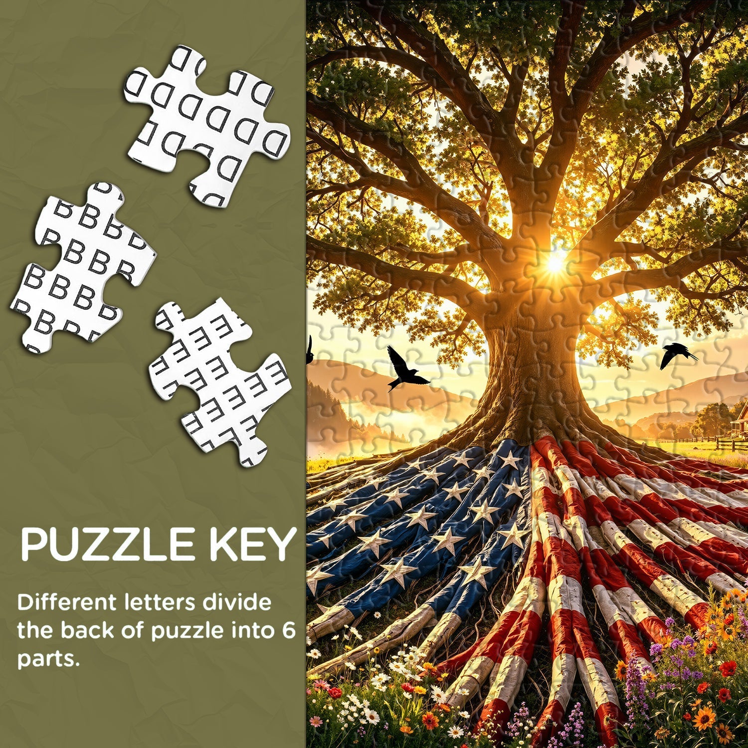 Flag Roots Sunset Oak Jigsaw Puzzle 1000 Pieces