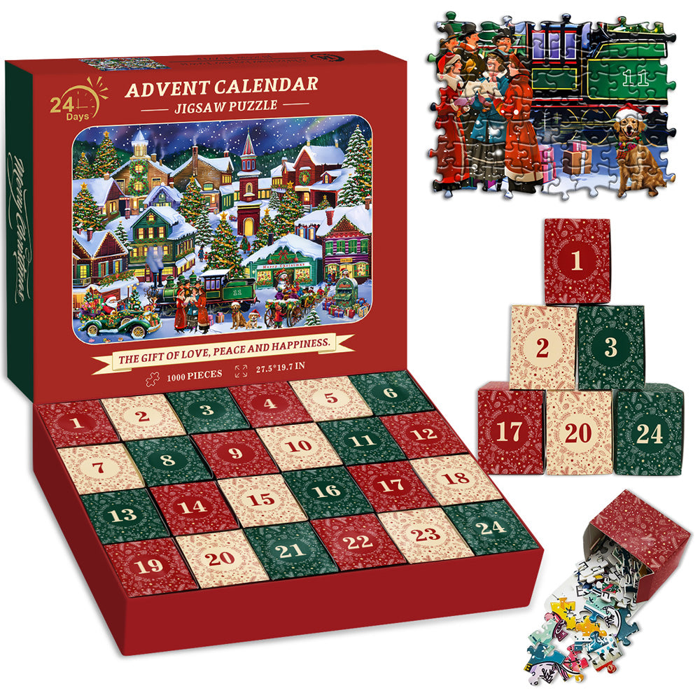 Christmas Joyous Town Advent Calendar Jigsaw Puzzle 1000 Pieces