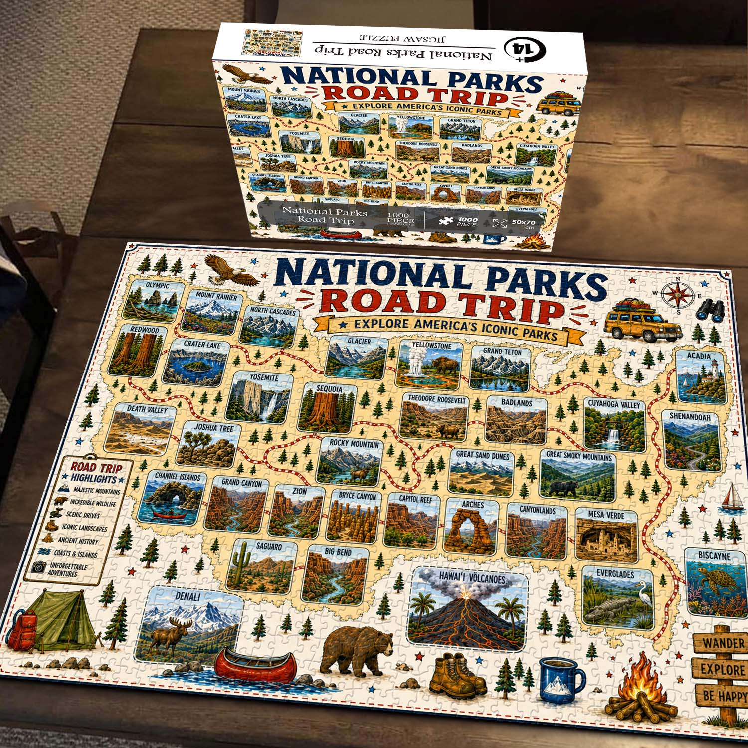 National Parks Road Trip Jigsaw Puzzle 1000 Pieces