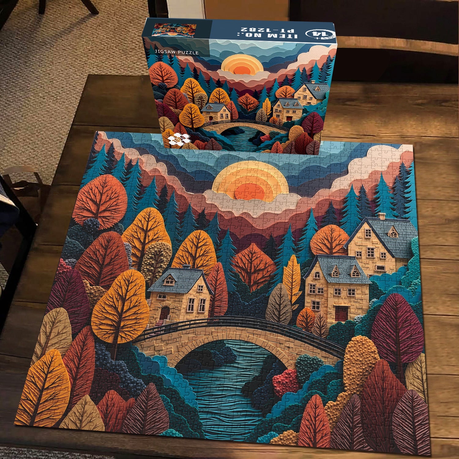 Golden Sunset Village Jigsaw Puzzle 1000 Pieces