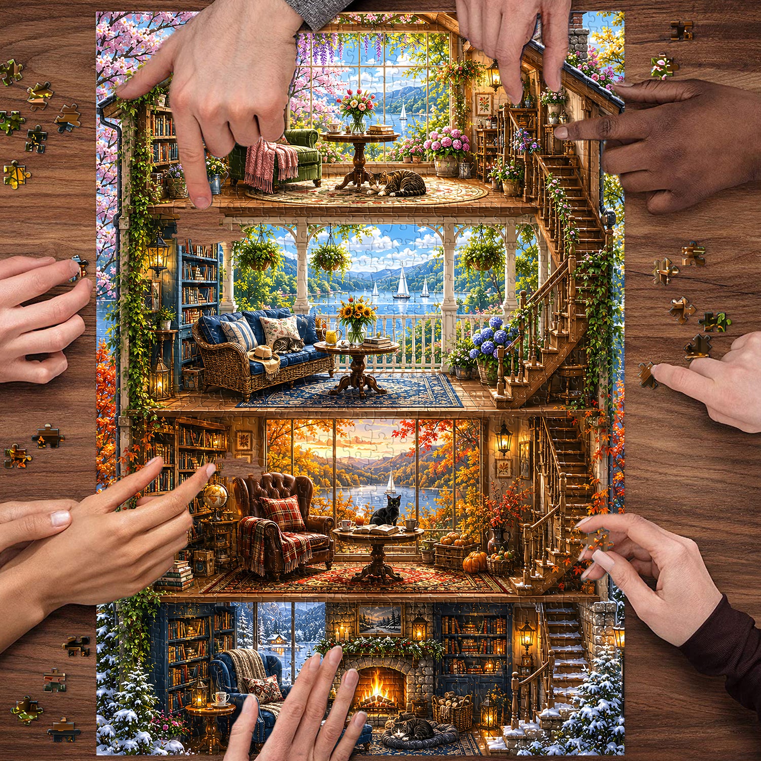 Four Seasons Cottage Jigsaw Puzzle 1000 Pieces