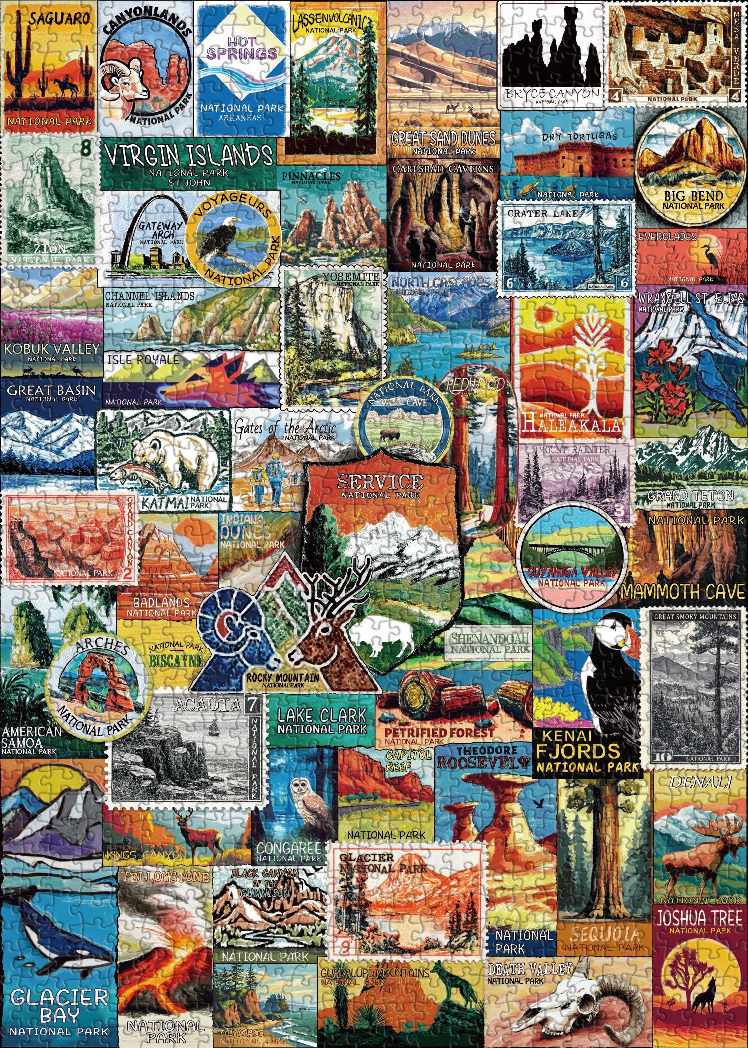 National Park Stamps Jigsaw Puzzle 1000 Pieces