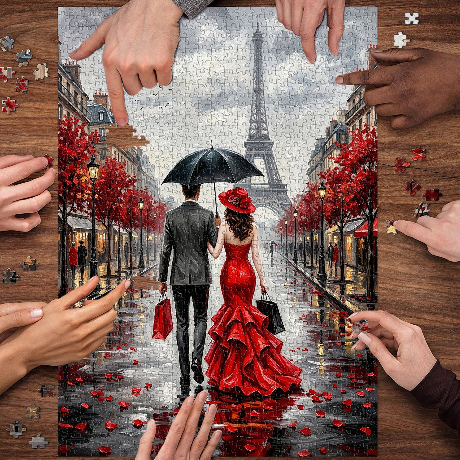 Parisian Rainy Romance Jigsaw Puzzle 1000 Pieces