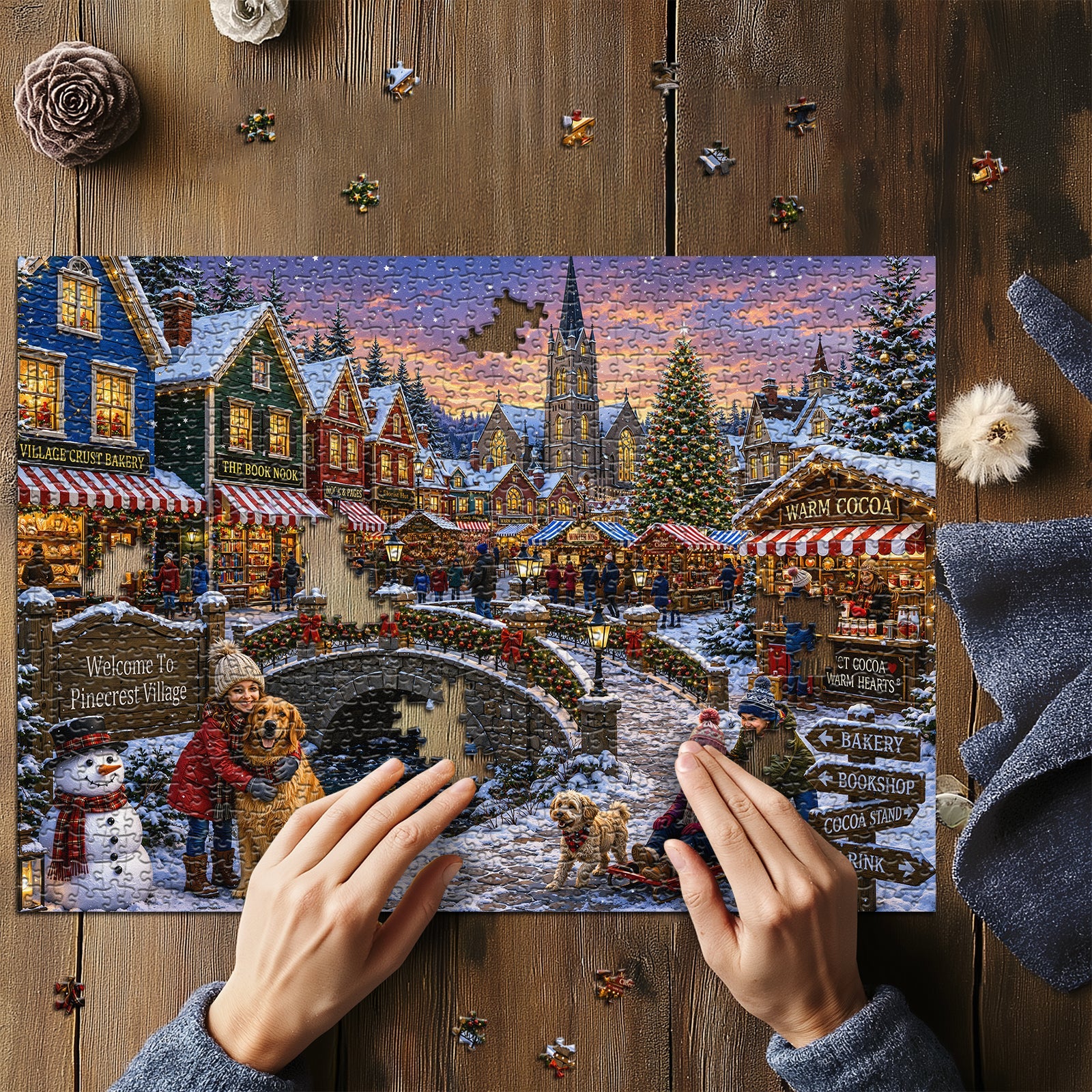 Warm Winter Village  Jigsaw Puzzle  1000 Piece