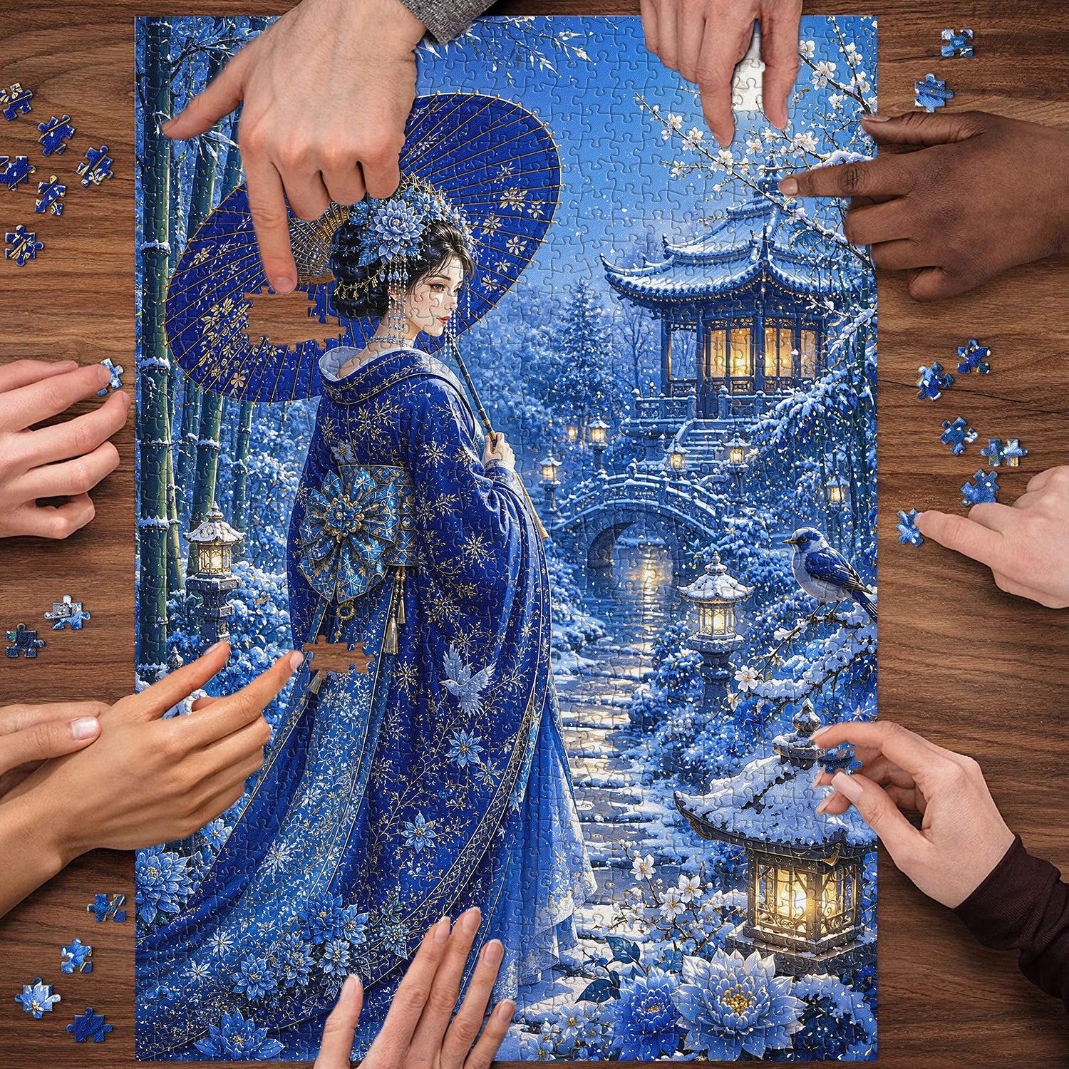 Snow Moon Garden Jigsaw Puzzle 1000 Pieces