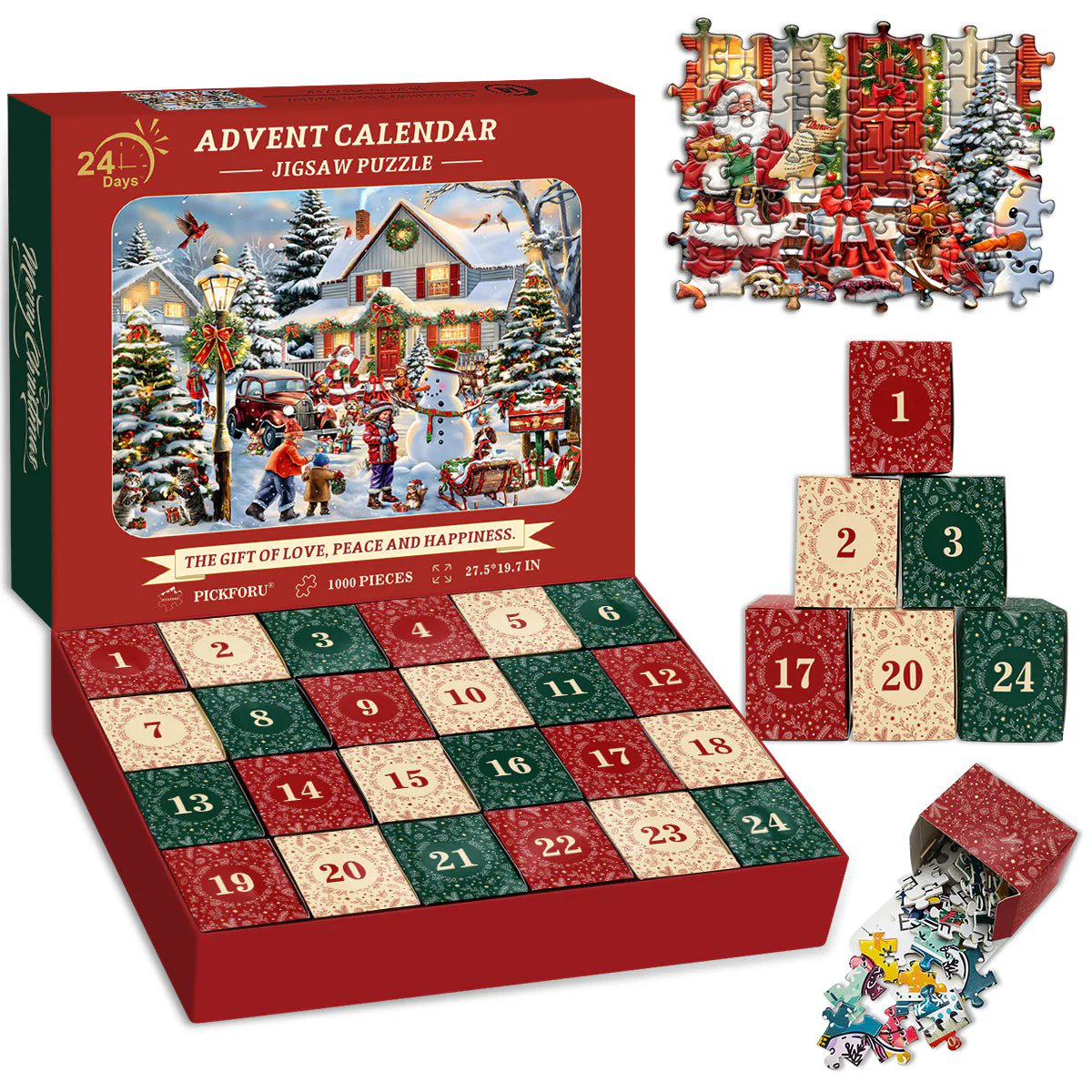 Christmas Snow Scene Advent Calendar Jigsaw Puzzle 1000 Pieces