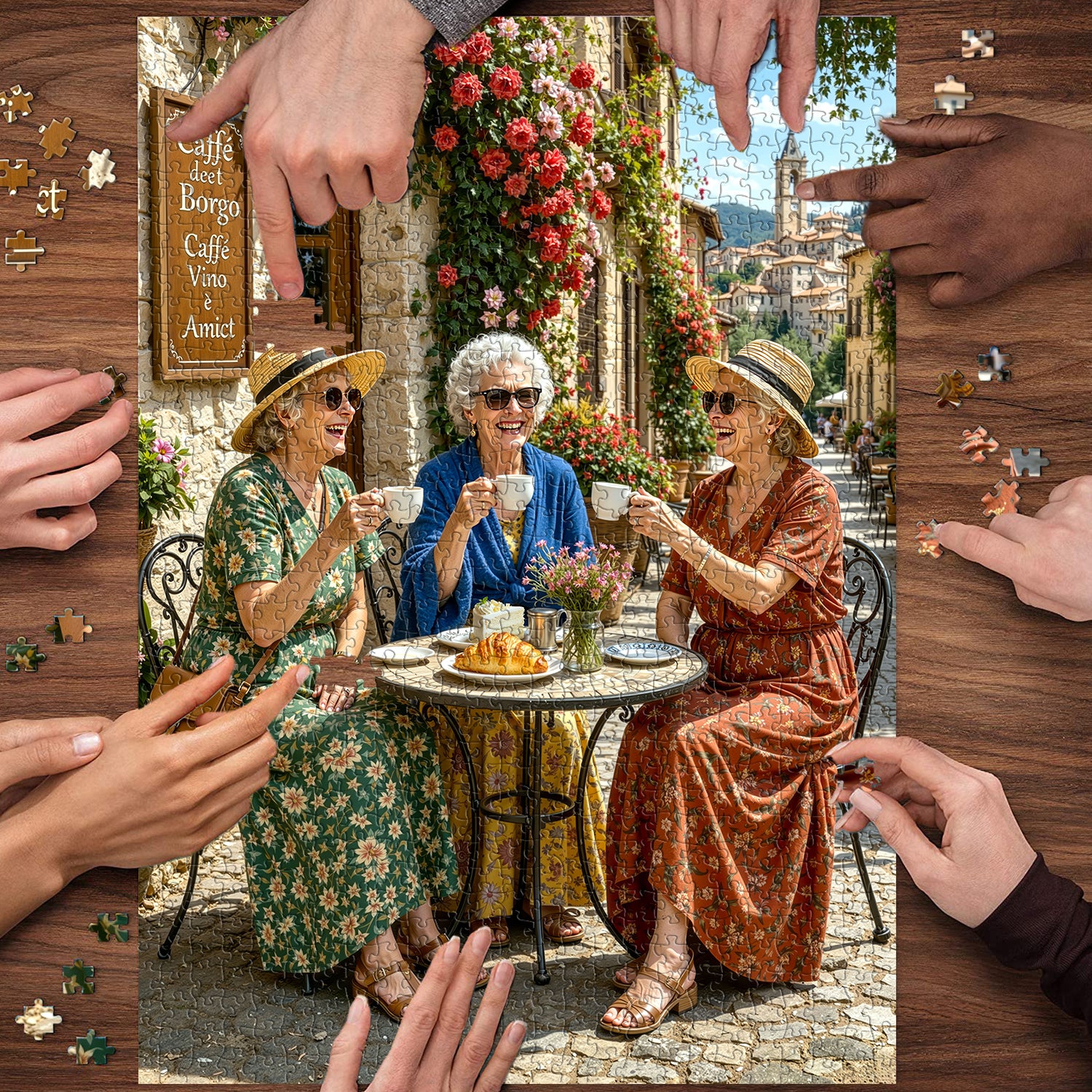 Tuscan Café Friends Jigsaw Puzzle 1000 Pieces