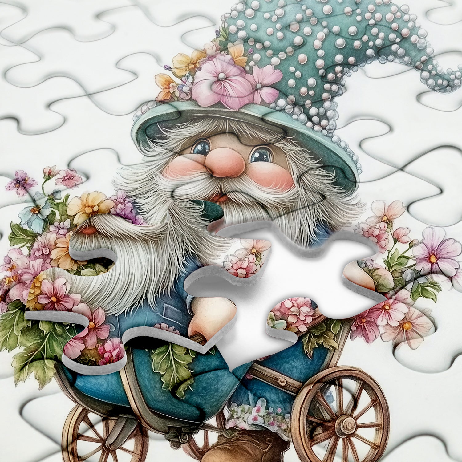 Pastel Floral Gnome Jigsaw Puzzle 1000 Pieces