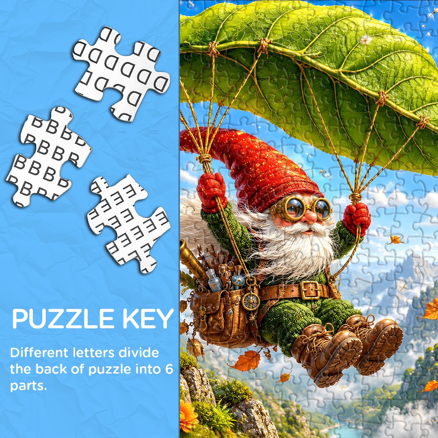 Leaf Gliding Gnome Jigsaw Puzzle 1000 Pieces