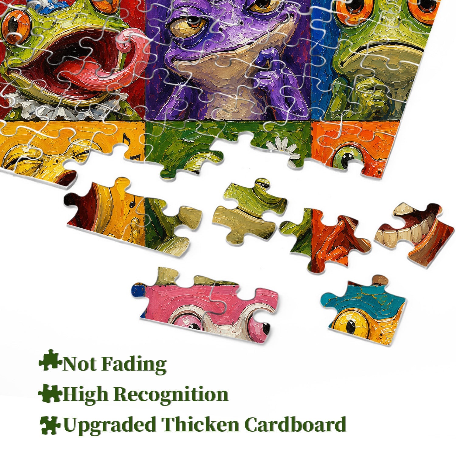 Colorful Frog Faces Jigsaw Puzzle 1000 Pieces
