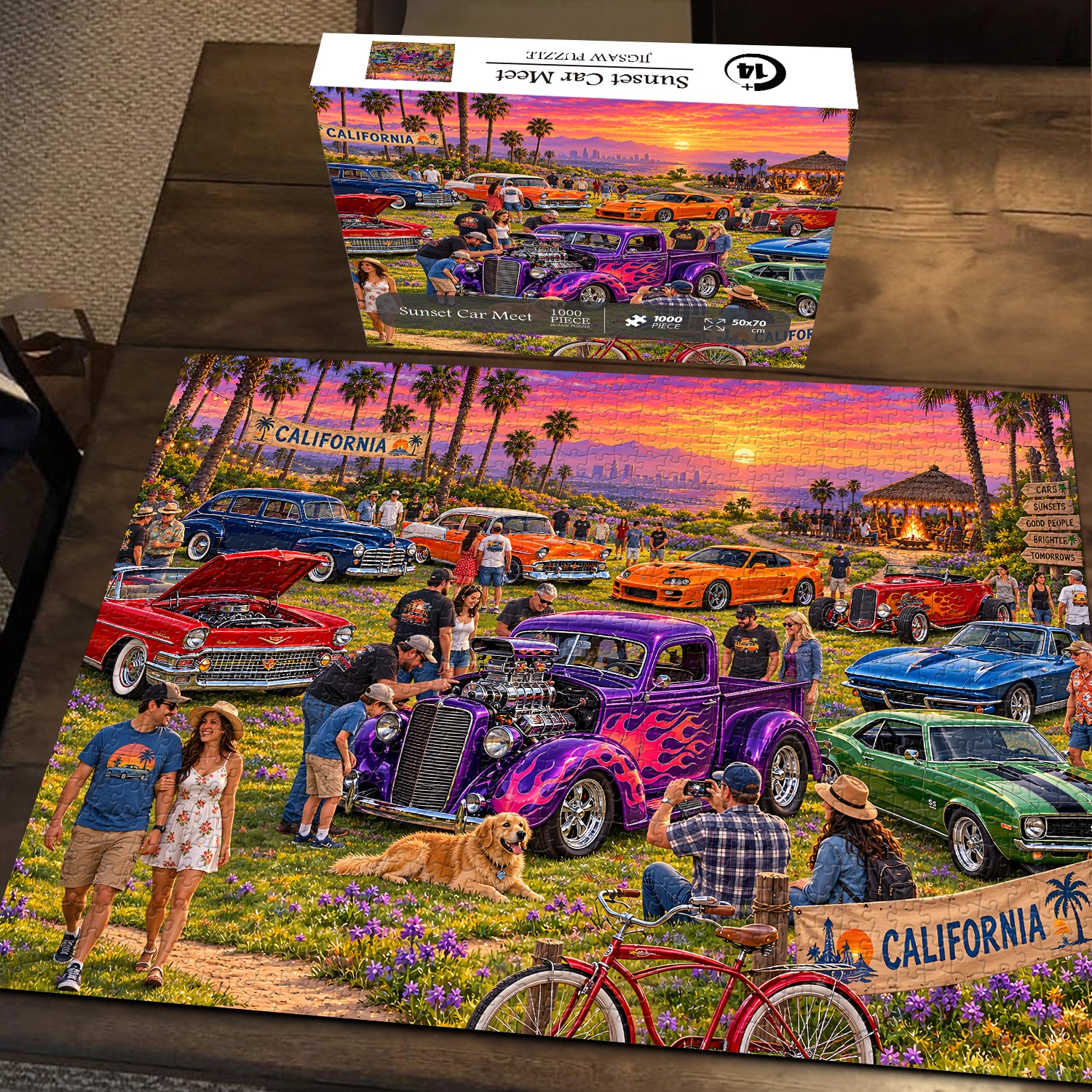 Sunset Car Meet Jigsaw Puzzle 1000 Pieces