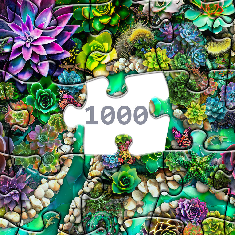 Succulent Lizard Haven Jigsaw Puzzle 1000 Pieces