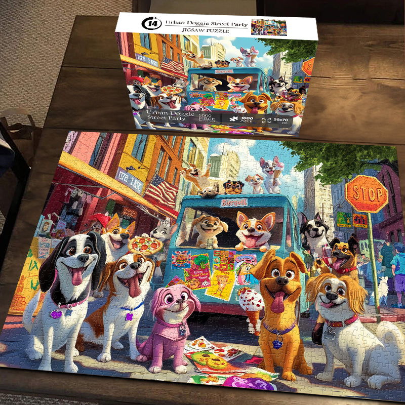 Urban Doggie Street Party Jigsaw Puzzle 1000 Pieces