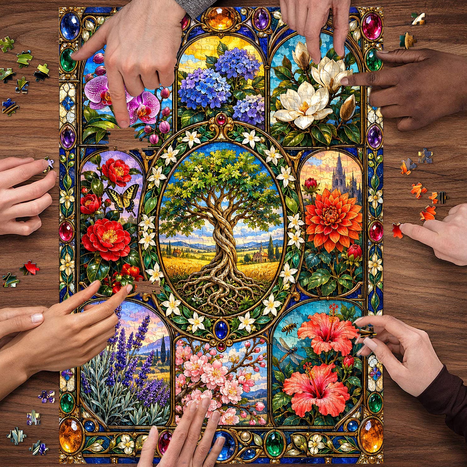 Stained Glass Bloom Jigsaw Puzzle 1000 Pieces