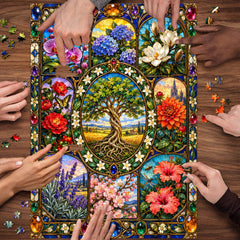 Stained Glass Bloom Jigsaw Puzzle 1000 Pieces