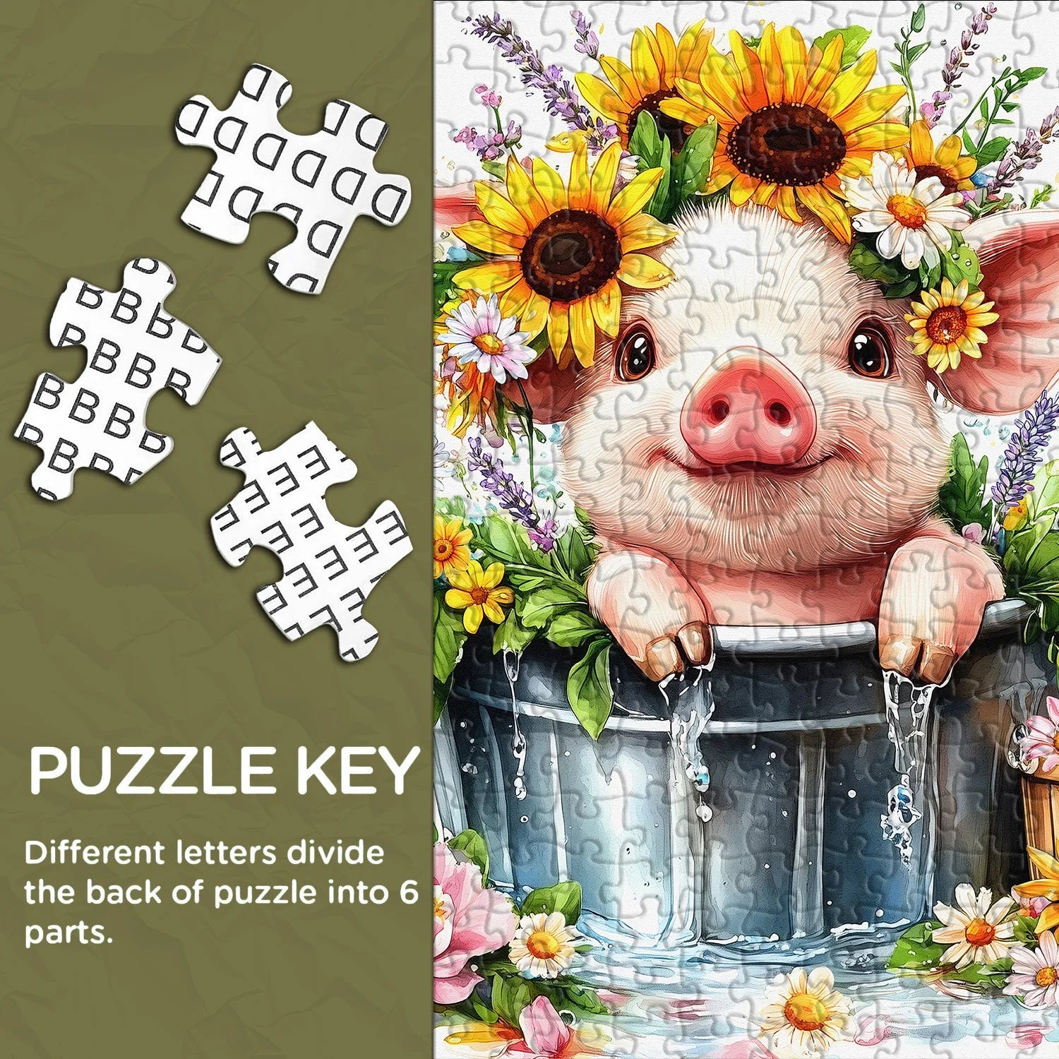 Flower Crown Pig Jigsaw Puzzle 1000 Pieces