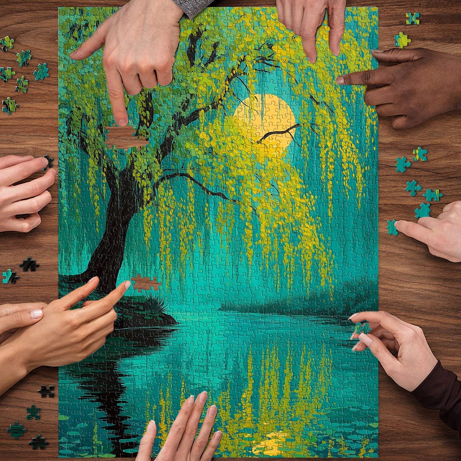 Willow Moon Reflection Jigsaw Puzzle 1000 Pieces