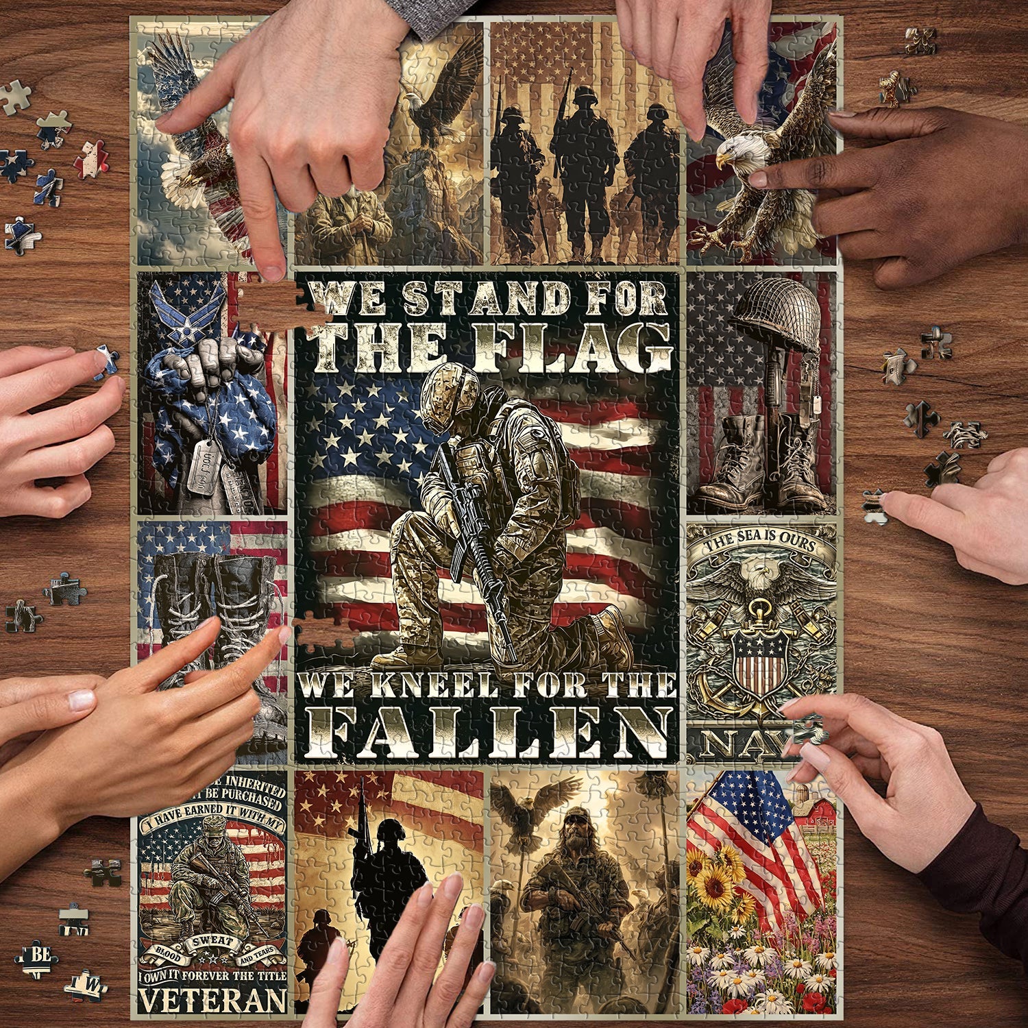 Patriot Veteran Eagle Flag Jigsaw Puzzle 1000 Pieces