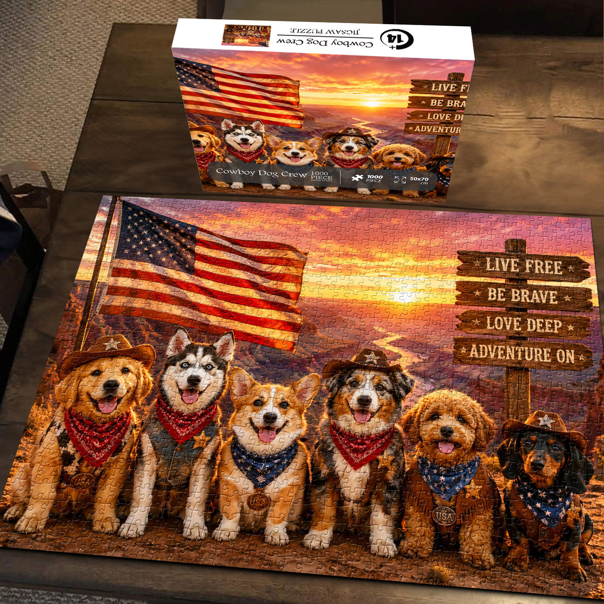 Puzzle Cowboy Dog Crew 1000 pezzi