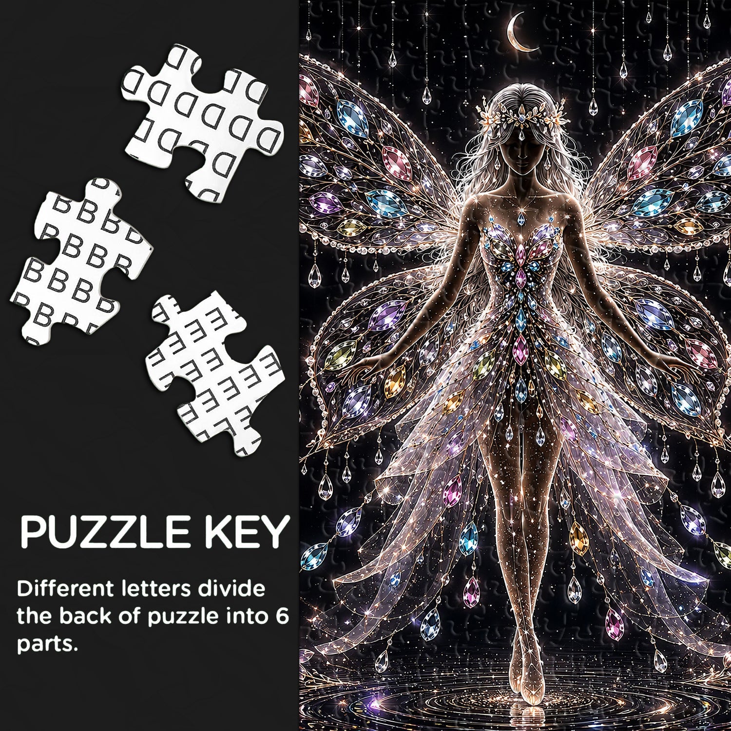Edelstein-Feen-Silhouette-Puzzle, 1000 Teile