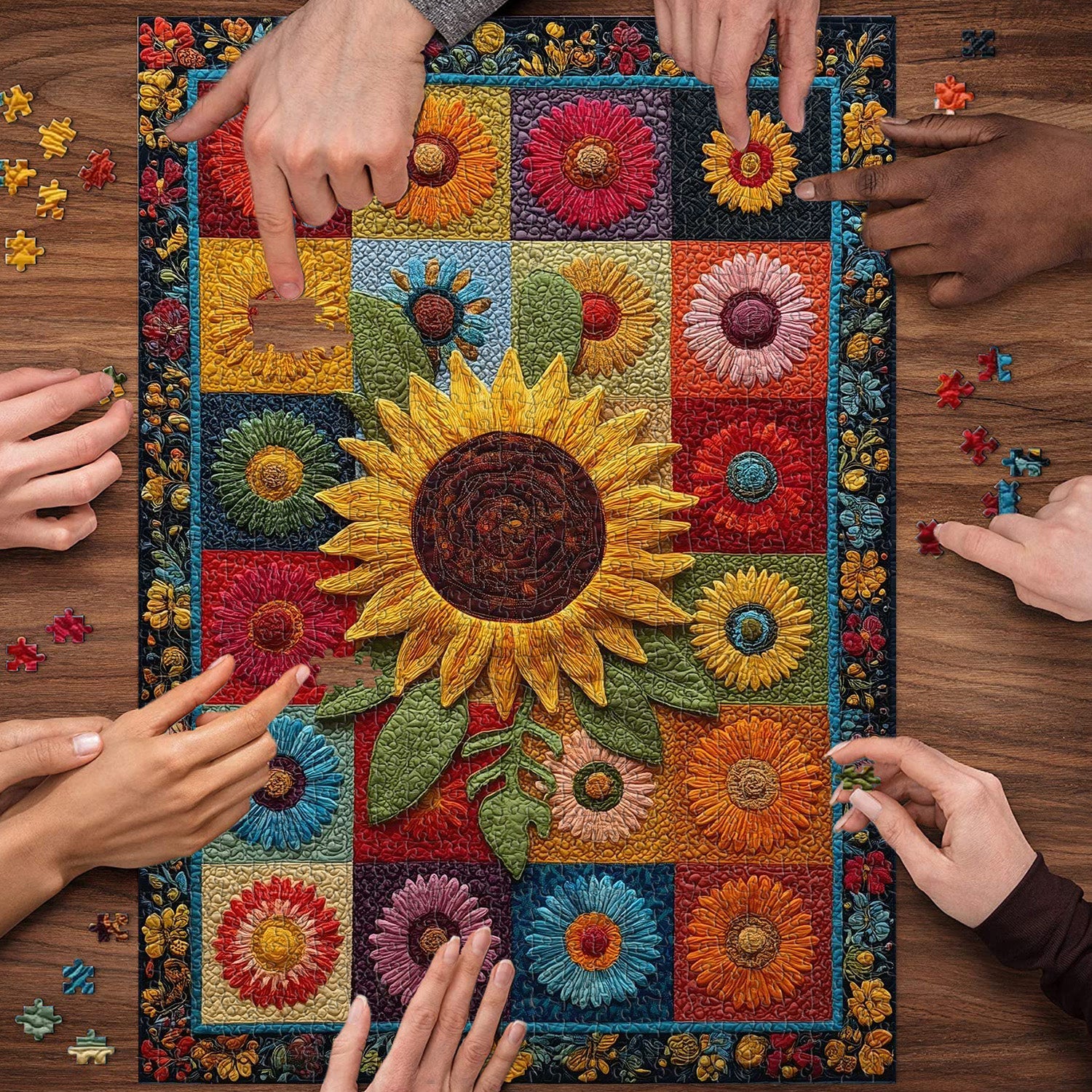 Sunflowers Patchwork Puzzle 1000 Pizzle 1000