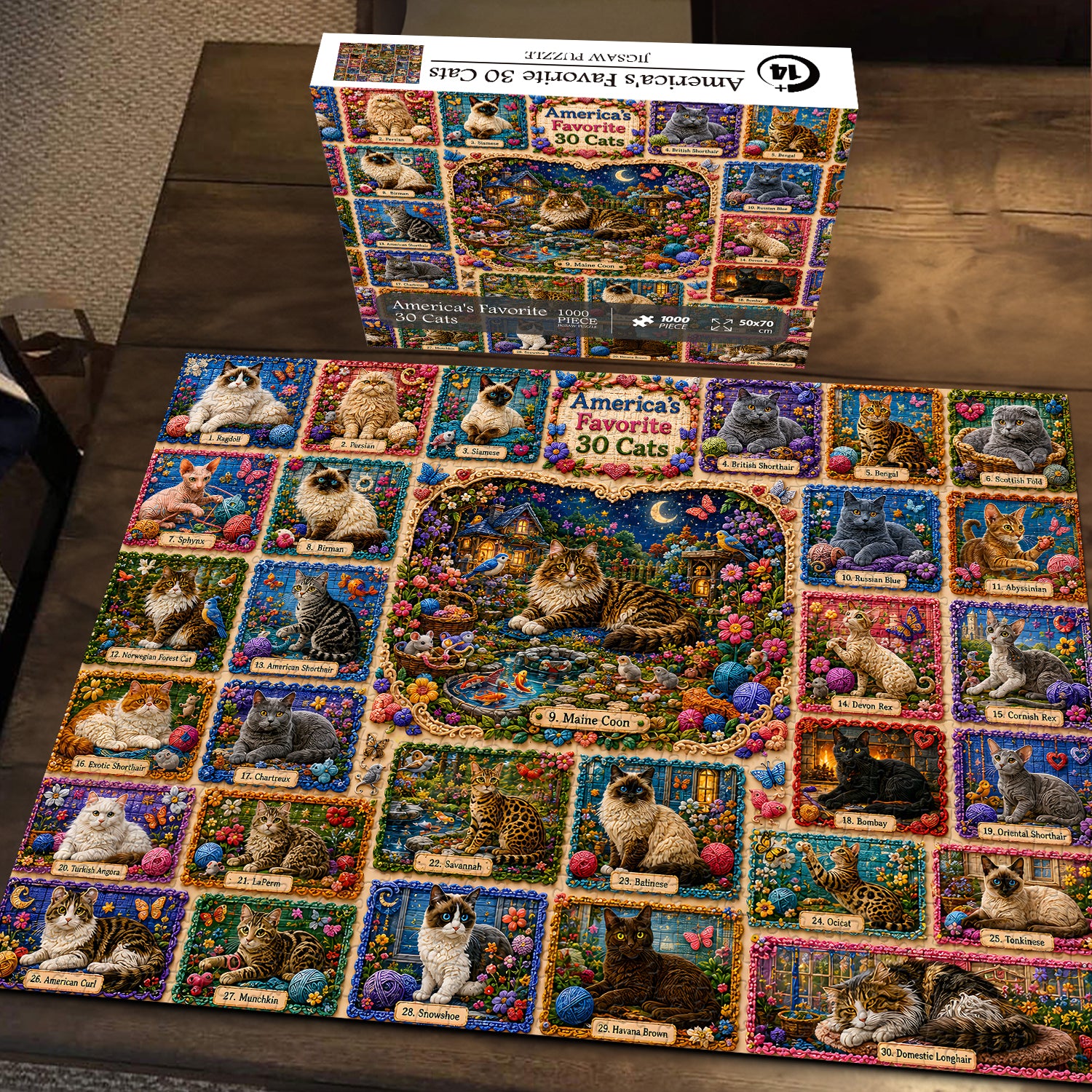 America's Favorite 30 Cats Jigsaw Puzzle 1000 Pieces