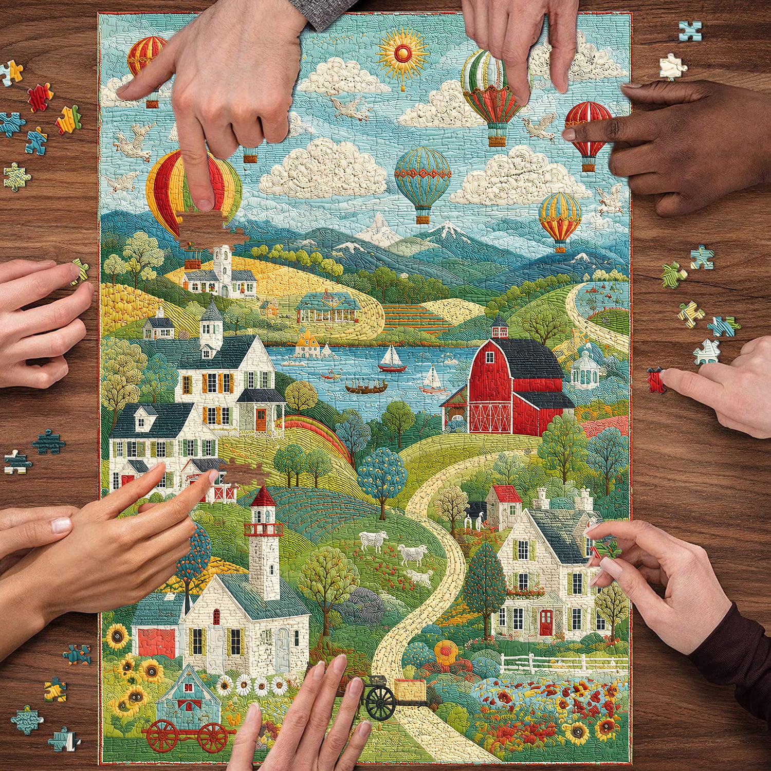 Quilted Farm Jigsaw Puzzle 1000 Pieces