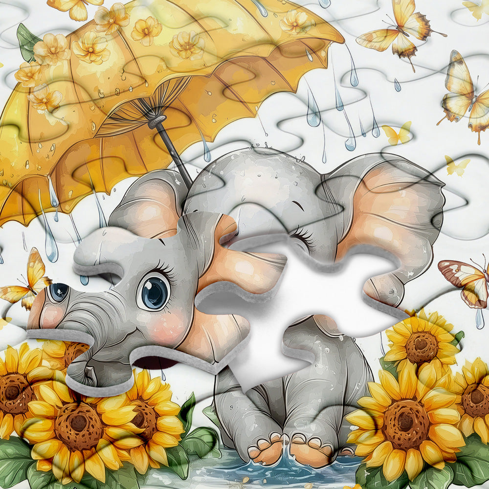 Baby Elephant Splashed Water Jigsaw Puzzles 1000 Pieces