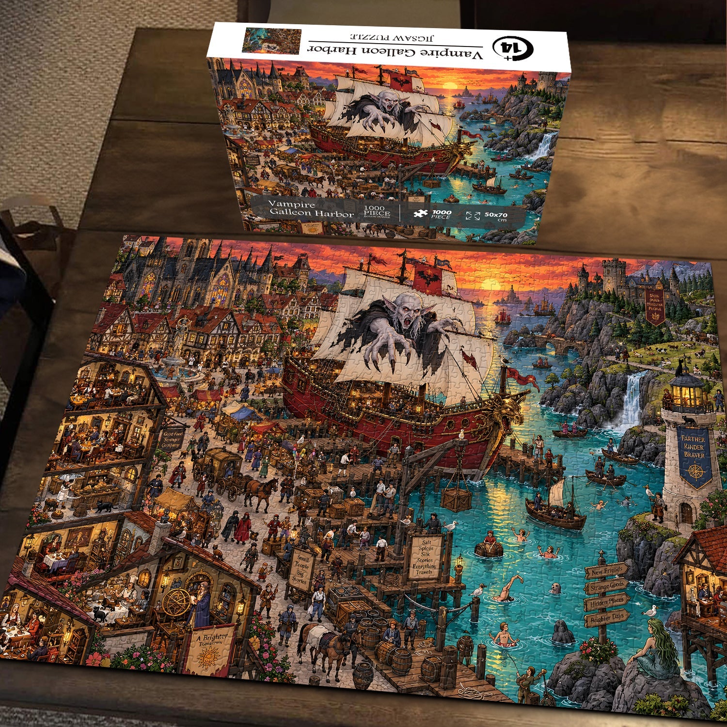 Puzzle del porto del galeone dei vampiri, 1000 pezzi