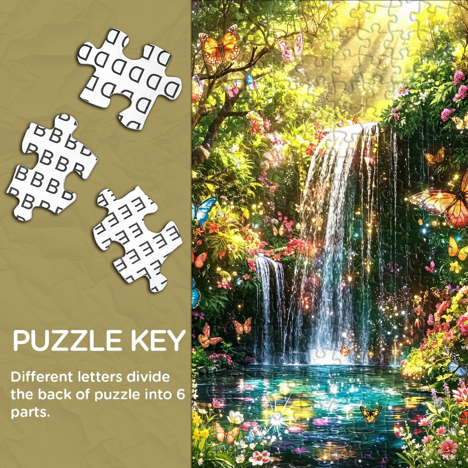 Wasserfall-Schmetterlinge-Garten-Puzzle 1000 Teile