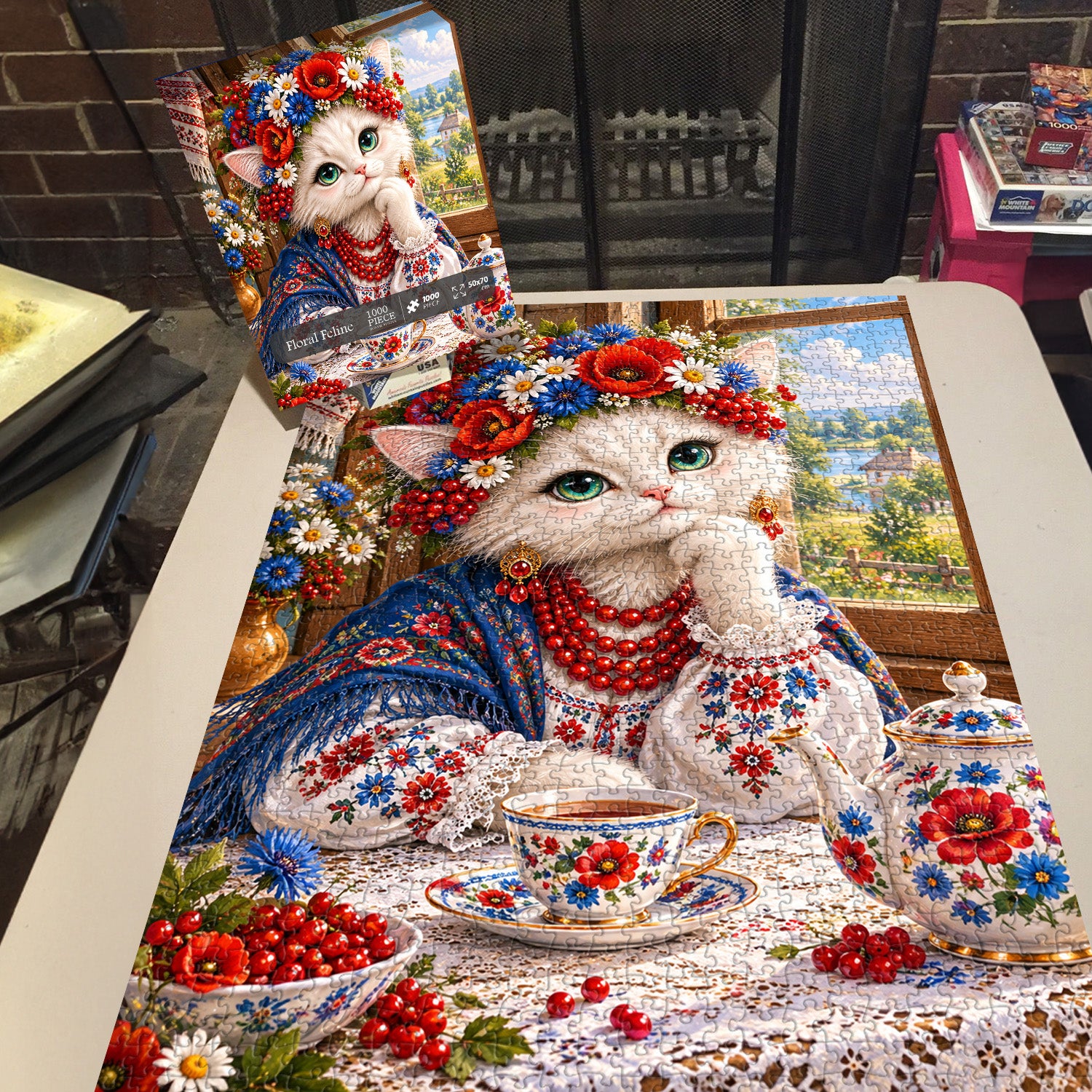 Floral Feline Jigsaw Puzzle 1000 Pieces