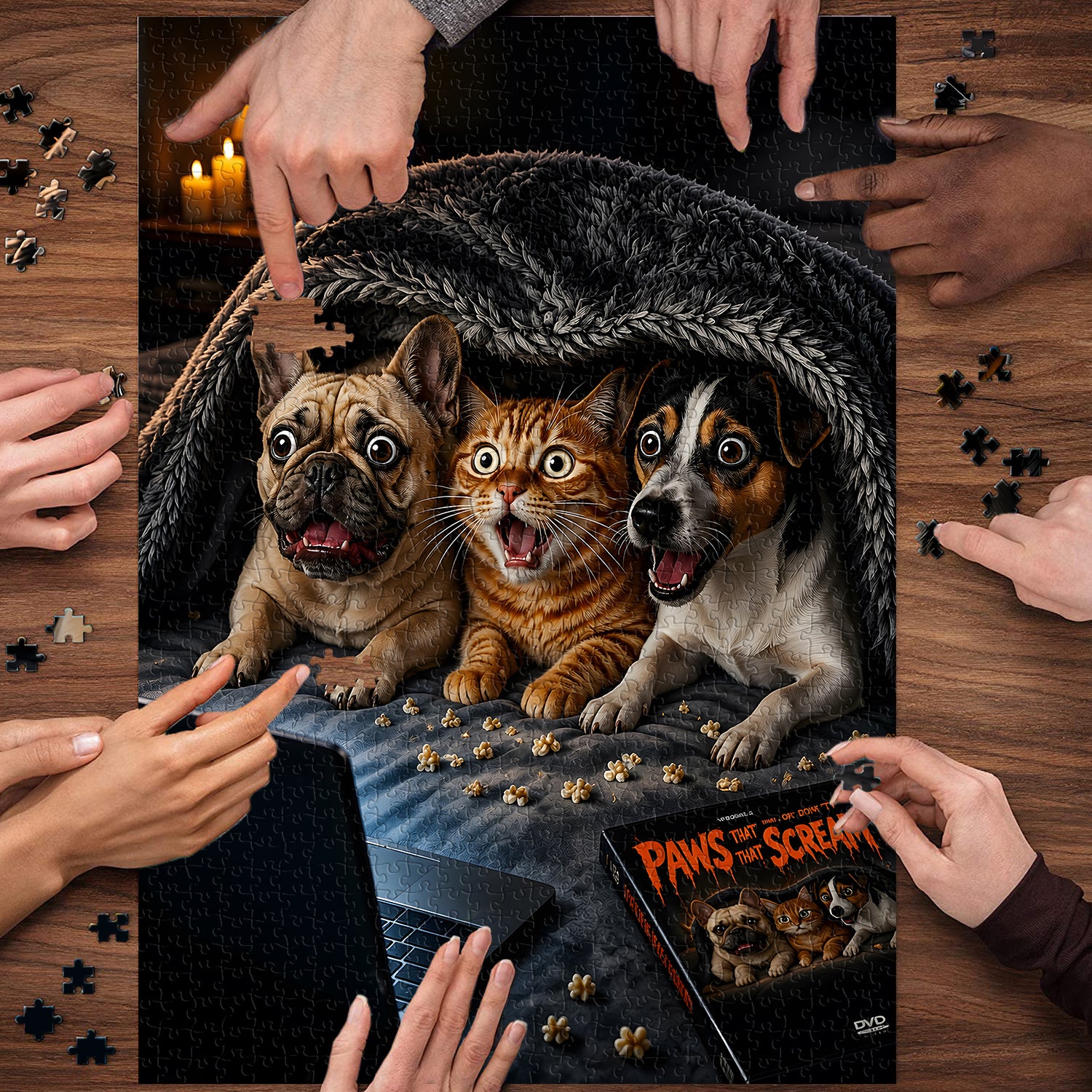 Fur-baby Horror Movie Night Jigsaw Puzzle 1000 Pieces