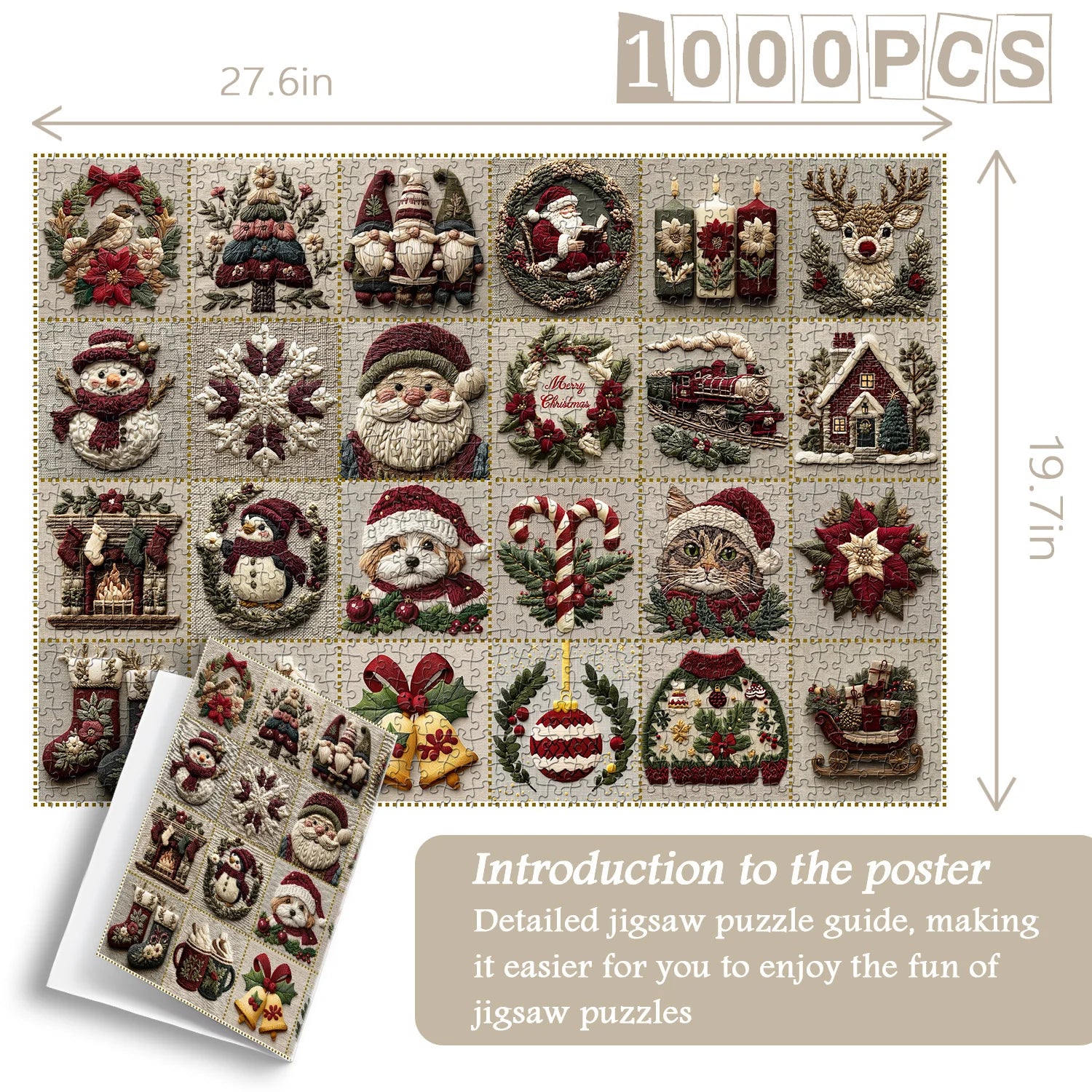 Vintage Christmas Stoff Fun Puzzle 1000 Stücke